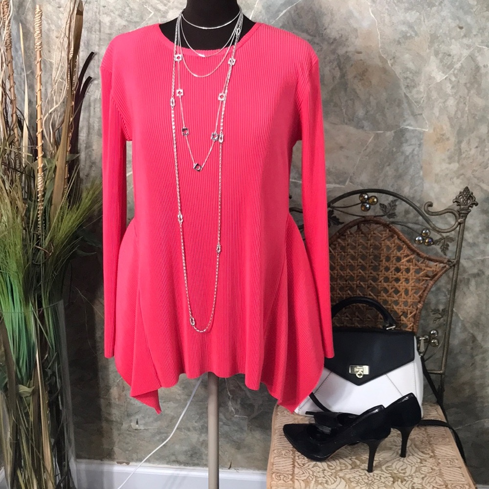 Zara 🌹 Stunning runway ready Hot pink couture shirt top blouse tunic